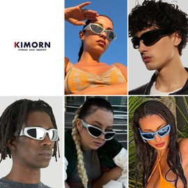 kimorn Wrap Around Polarized Sunglasses Womens men Swift Oval Fashion Sport Shades Sun Glasses (Matte black/Silver Grey/Champagne Gold)