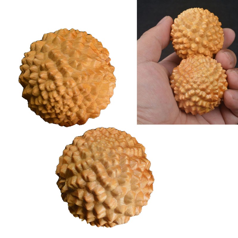 2pcs Wooden Hand Massage Ball Palm Relaxing Spiky Textured Acupoint