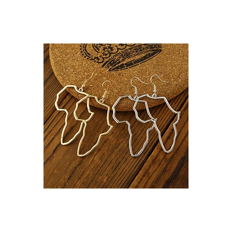 arete colgantes con diseño minimalista, diseño de mapa de África