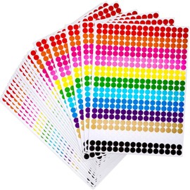 7680 Pieces, 0.4inch Colored Round Dot Stickers Circle Dot Labels, Neon Colors Labels