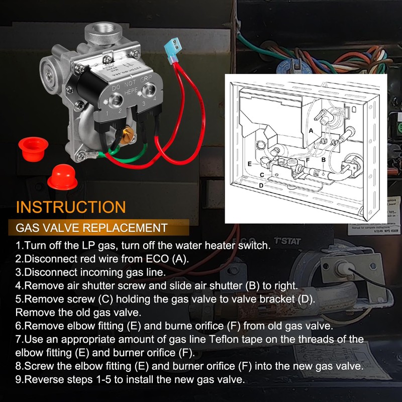 93844 RV Water Heater Solenoid Gas Valve Replacement for Atwood