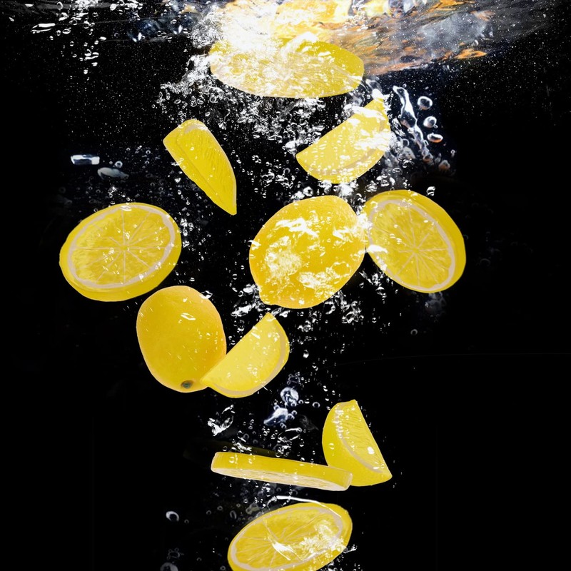 Woration 20 Pack Simulation Lemon & Slices Blocks Set, Artificial