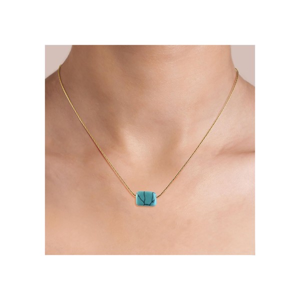 Aliyoham Boho Turquoise Necklace for Women - Natural Stone Pendant