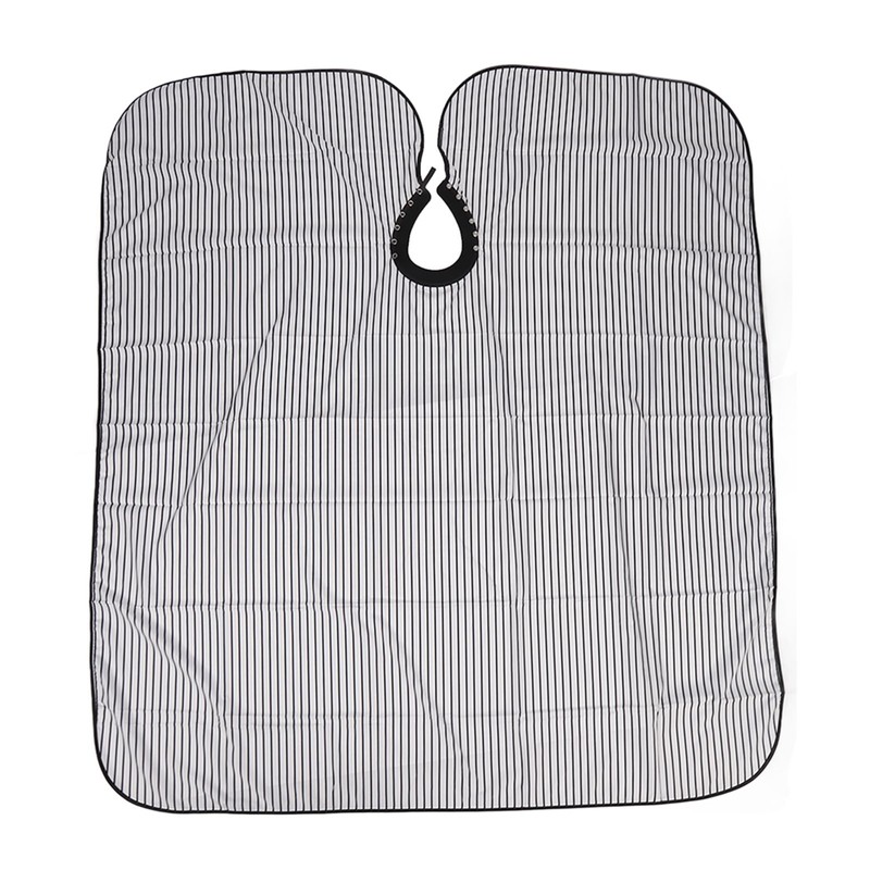 Hair Cut Cape Striped Polyester Waterproof Smooth Surface Neckline Adjustable