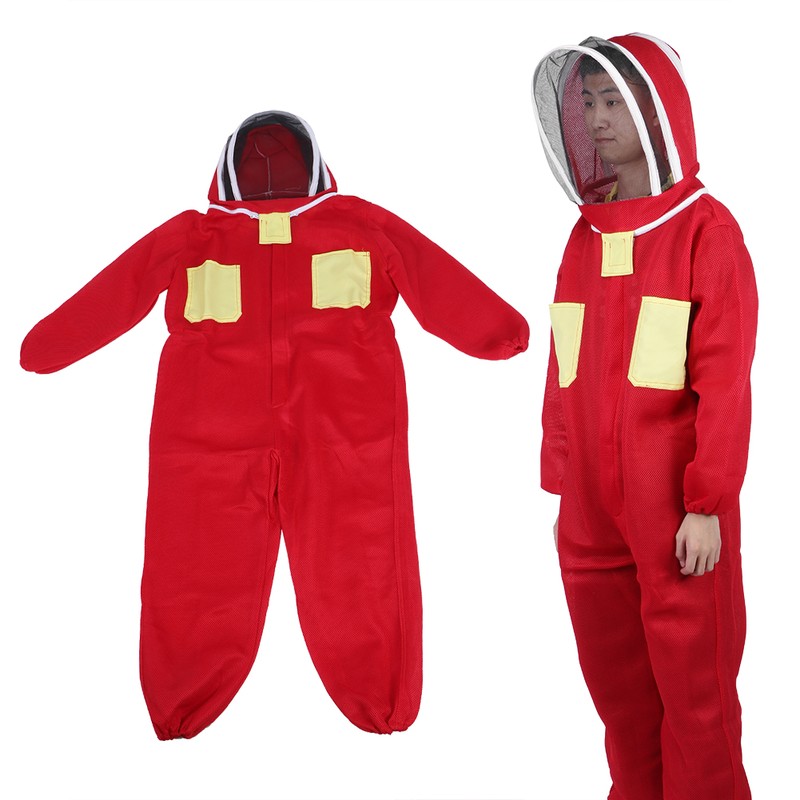 Red Beekeeping Protective Suit with Double Zipper Breathable Bee Suits