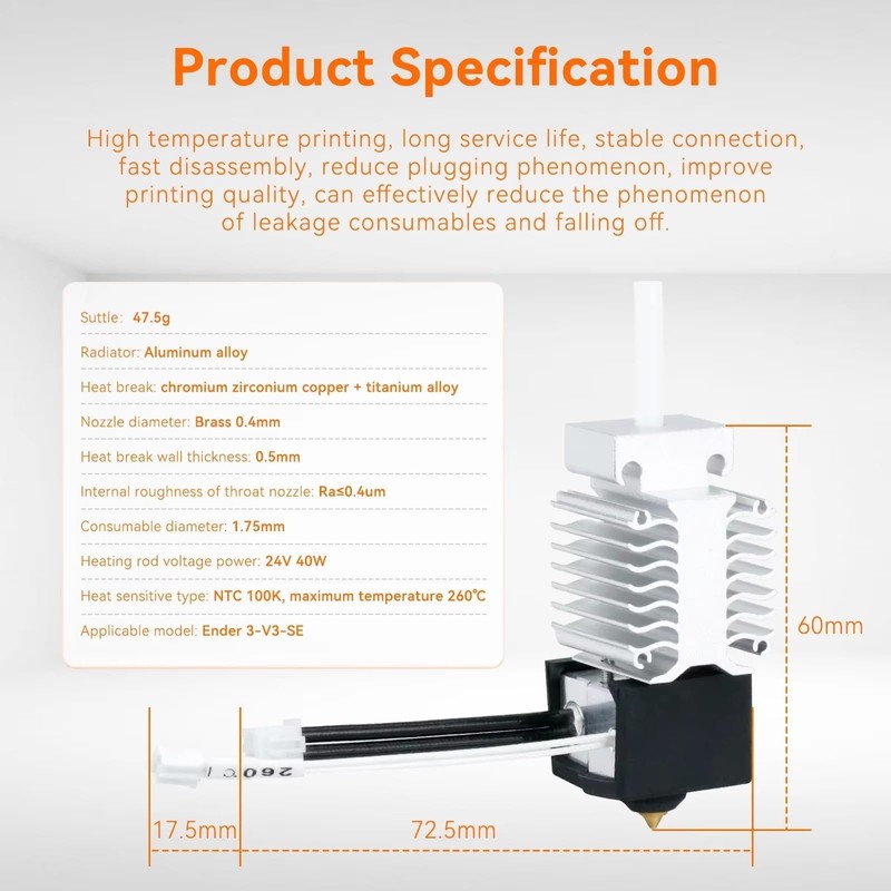 Ender 3 V3 SE Hotend Kit High Temperature Print Head,Assembled