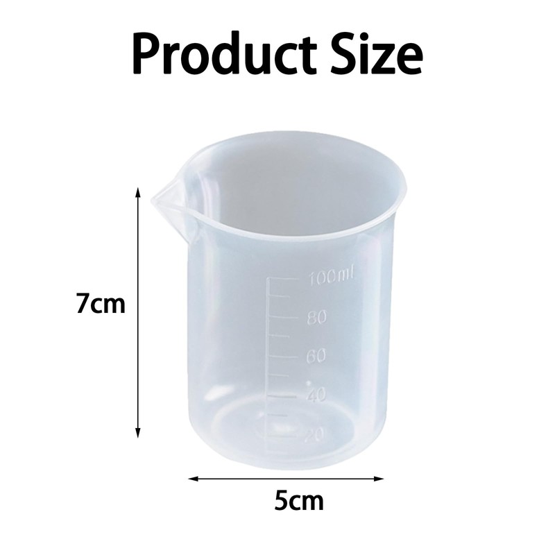 2PCS 100ml Transparent Measuring Cups Graduated Beaker Liquid Measuring Jugs