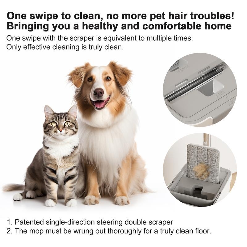 JOYMOOP 50“ Mop and Bucket with 3 Reusable Microfiber Pads