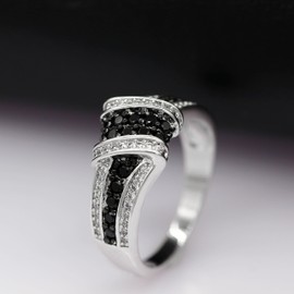 Uloveido Lady Black Infinity Knot Criss Cross Promise Ring for Women with CZ Stones Size Q Y423