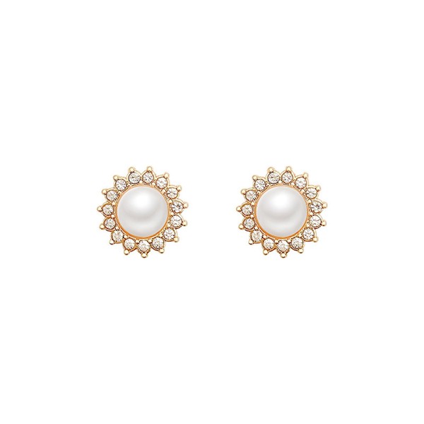 MALOYANVE Pearl Sunshine Earrings for Women Unique Zirconia Sterling Silver