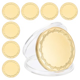 PATIKIL 8pcs Blank Coins for Engraving, 40mm Coin Blanks Laser Engraving Blanks Custom Challenge Coins Polished Metal Disc Circle Round Plate for Laser Engraving Stamping, Gold Tone