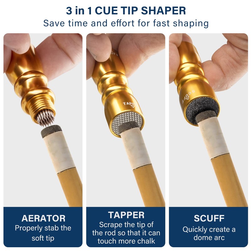 Adhafera Pool Cue Tip Shaper (Gold)