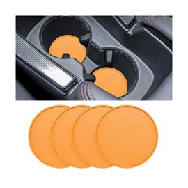 HZEL Car Coasters, Silicone Anti Slip Vehicle Cup Holder Insert Protection Mat, 2.75In Automotive Interior Embedded in Ornament Pad Accessories, Universal for SUV, Sedan, Truck (Orange)