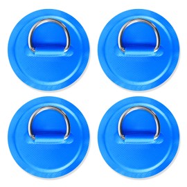 Kayak D Ring Pads, 4 Pcs 3.15in Stainless Steel D Ring Patch for PVC Inflatable Boat, SUP Kayak, Canoe Deck, Rafting Accessories (Blue) - NO Glue Included