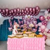 QUARKZMAN 14ft Pink Mix Tulle Table Skirt, Tulle Curly Willow