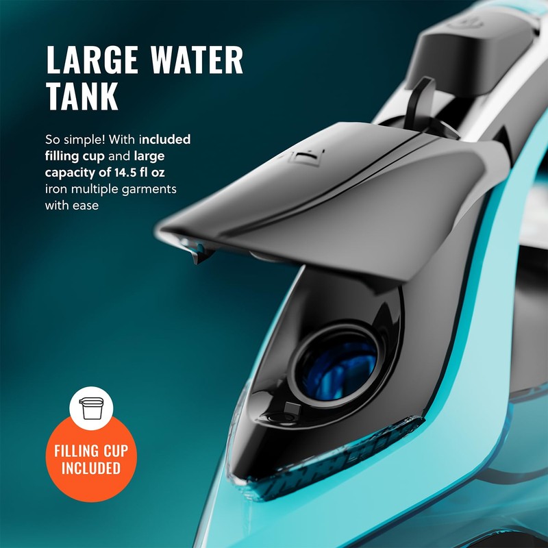 PurSteam SteamTech Elite 1750W Steam Iron, Digital Temp Control &