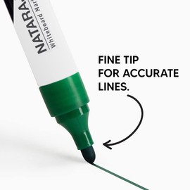 Nataraj 12 x Green Whiteboard Marker Pens 2mm Bullet Tip Erasable Dry Wipe Marker For Office and Home - Sold By VR Angel