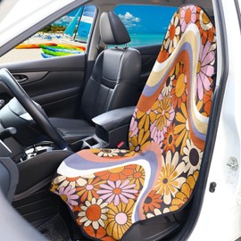 Tuoxiukan Hippie Daisy Beach Towel Car Seat Covers Soft Fabric Waterproof Sweat Towel Car Seat Cover for Post Workout Gym Running Auto Interior Decor