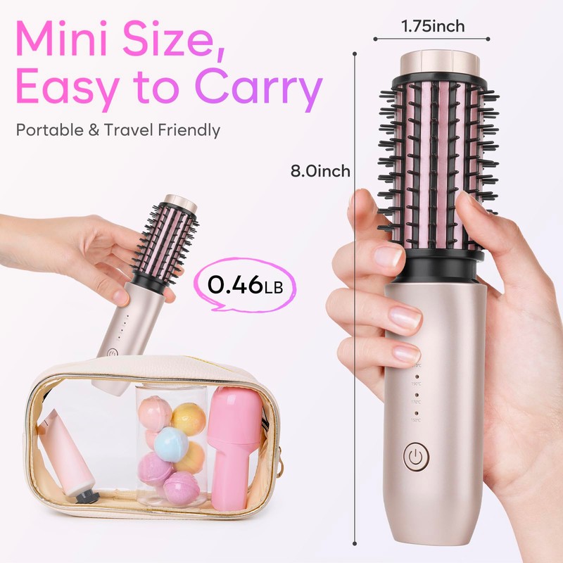 Cordless Curling Iron Brush, 3-in-1 Portable Curling Iron, 2024 New
