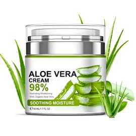 Aloe Vera Cream, 98% Aloe Vera Face Cream, Face & Body Moisturizing Cream with Organic Aloe Vera Gel, Aloe Vera Face Moisturizer, Nourishing, Smoothing Moisturizing Lotion for Face & Body