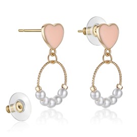 KRUCKEL Sparkle Circle & Pink Heart Stud Earrings - 7169073
