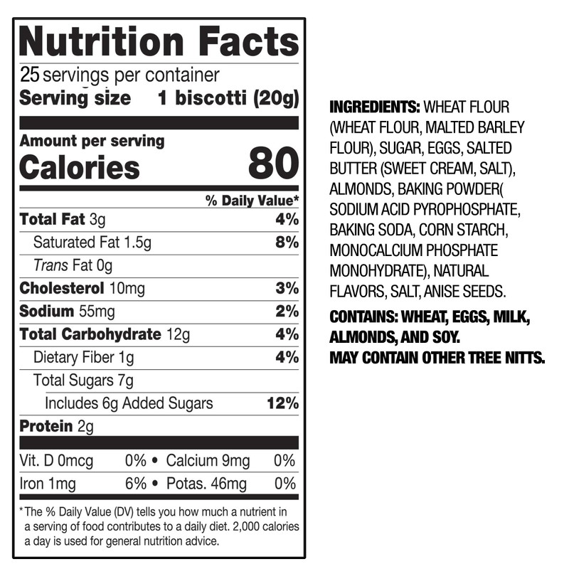 Nonni's Biscotti Value Pack, Originali Classic Almond, 25 Count, 1.1