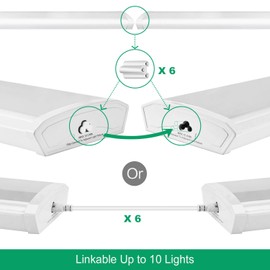 FAITHSAIL Linkable 4FT LED Wraparound Light 40W Flush Mount Garage Shop Lights, 4400lm, 4000K, 4 Foot Linear Wrap Ceiling Lighting Fixture for Workshop Office Kitchen, Fluorescent Replacement, 6 Pack