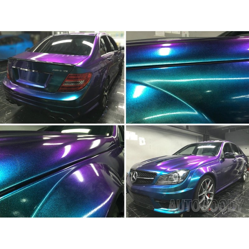 AUTOGOODY 84" x 60" Gloss Metallic Chameleon Purple Teal Vinyl