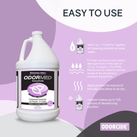 Odorcide ODORMED Odor Eliminator Concentrate C Pet Odor Eliminator for Strong Odor on Floors, Walls, Cages & More C All-Purpose Carpet Deodorizer w/Safe, Non-Enzymatic Formula (1 Gal, French Lavender Vanilla)