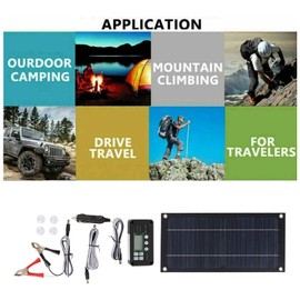 Solar Panel Charger, 600W Solar Panel Monocrystalline 100A Solar Charge Controller Kit with Extension Cable Battery Clip for RV Outdoor Camping