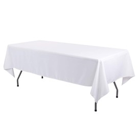 Waysle Rectangle Tablecloth - 60 x 84 Inch - White Rectangular Table Cloth for 5 Foot Table in Washable Polyester - Great for Wedding | Restaurant | Party | Banquet Decoration