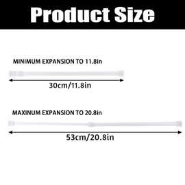 2-Pack White Adjustable Spring Tension Rods - 12 to 20 Inches, No-Drill Curtain Rod for Wardrobes, Windows, Closets, and Bookcases