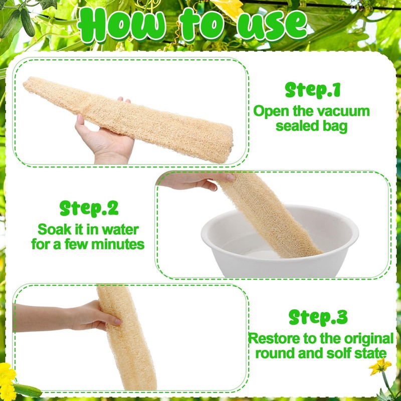 ZhouBoat 15.7-19.7 inches Natural Loofah Sponges Pack of 4 for