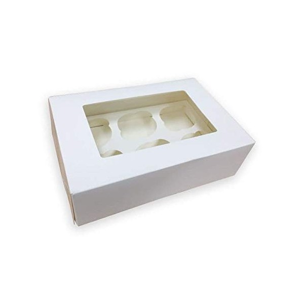 Bakery Direct White Cupcake Box for Cupcakes with Window and