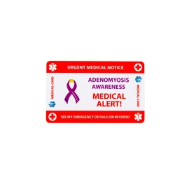Adenomyosis Awareness Medical Alert Emergency Card, Health Information Card