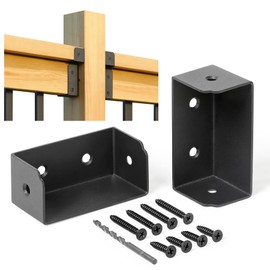 AECXM 8Pack Stainless Steel 4″x2″ (Actual 3.35″x1.42″) Deck Railing Handrail Connector, for Wood Deck Railing Handrail to Post (Black)