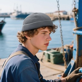 Clakllie Brimless Hat Waterproof Fisherman No Visor Cap Skull Beanie Breathable Nylon Docker Leon Harbour Hat Sailor Cap,CT86-Gray