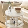 AWASEN Small Round Side Table, White End Table with 3-Tier