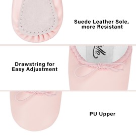 Stelle Ballet Shoes for Girls Toddler Dance Slippers PU Leather Boys Ballerina Shoes for Toddler/Little Kid/Big Kid/Women(Ballet Pink,2ML)