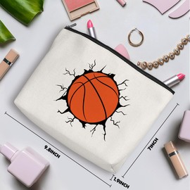 Team Gifts Basketball Gifts Basketball Stuff Cosmetic Bags for Women Makeup Bag, Christmas Birthday Friendship Gifts for Sport Lovers Coach Team Players Teacher Travel Toiletry Bag Skin Care Bag