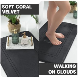 YIHOUSE Memory Foam Bath Mat Set, Bathroom Rugs Sets 3 Pieces, Non Slip Bath Mats for Bathroom, Super Soft and Water Absorbent bath rug set, Machine Washable U Shape Toilet Mats Set,Black