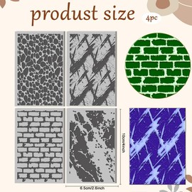 CHGCRAFT 4Sheets Wall Texture Pattern Polymer Clay Texture Sheet Brick Cobblestone Pattern Rubber Clay Texture Mat for Polymer Clay Making Earrings Jewelry DIY Crafts 4x2.6inch