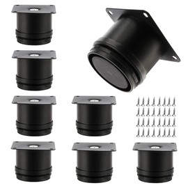 MUKCHAP 8 PCS 50mm Black Adjustable Furniture Legs, 2 Inch Adjustable Metal Cabinet Feet with Screws for Nightstand