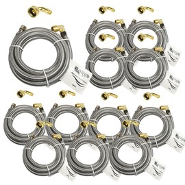 HQRP Dishwasher Fill Hose 6FT (12-Pack) – Universal Stainless Steel Water Supply Line, 3/8" Comp x 3/8" Comp, 90° MIP Elbow & 3/4" Swivel Gooseneck Fitting, Burst-Proof Connection