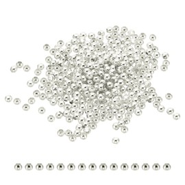 PATIKIL 2mm Silver Filled Spacer Beads for Jewelry Making, 100 Pack Metal Round Brass Beads for Bracelets Earring Necklace DIY Craft
