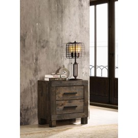 Coaster Home Furnishings Woodmont Farmhouse Engineered Wood 2-Drawer Bedroom Nightstand Bedside Table Organizer Unit Rustic Golden Brown 222632
