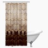 BIYSUC Ombre Brown Marble Shower Curtain Abstract Geometric Grid Cubic