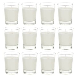 Mega Candles 12 pcs Unscented White Glass Container Candle, Mini Party Light 5 Hours 1.5 Inch x 1.75 Inch, Home Décor, Wedding Receptions, Baby Showers, Birthdays, Celebrations, Party Favors & More