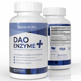 DAO Supplements Histamine Blocker – DAO Enzyme + Diamine Oxidase & Vitamin C for Gut Health & Food Support – 60 Servings - 1 Capsule Before Meals for Histamine Intolerance