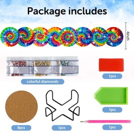 Diamond Painting Coasters DIY Set of 8 Adult Coasters with Holder, 5D Diamond Painting Children Art, Crafts Adult Creative Set Round Beginners Diamond Painting